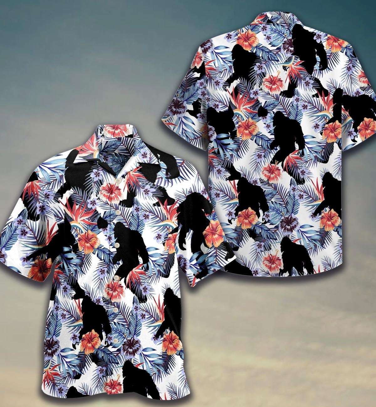 Bigfoot Sasquatch Folklore Creature Floral Pattern Summer Vacation Hawaiian shirts