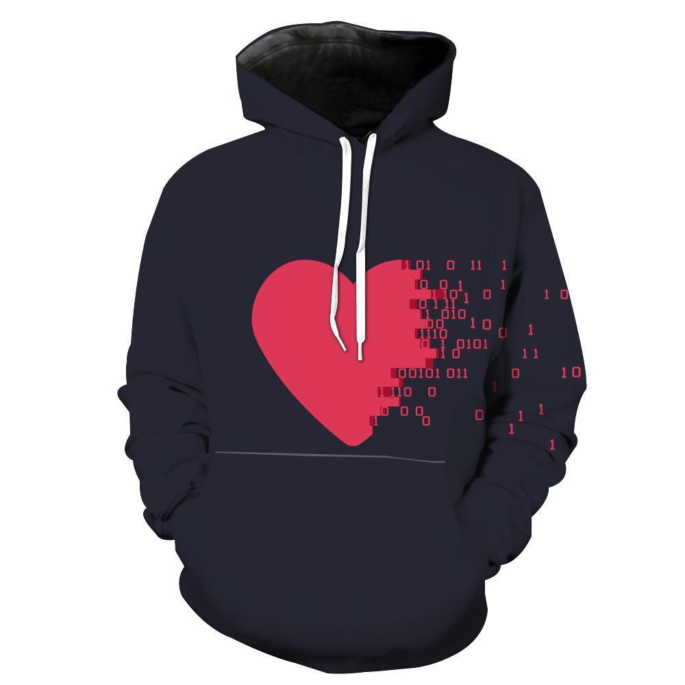 Binary Heart Love Awesome Hoodie 3D 1 Binary Heart Love Awesome Hoodie 3D