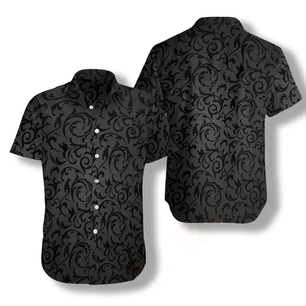 Black And Grey Seamless Floral Goth Style Hawaiian shirts 3 Black And Grey Seamless Floral Goth Style Hawaiian shirts