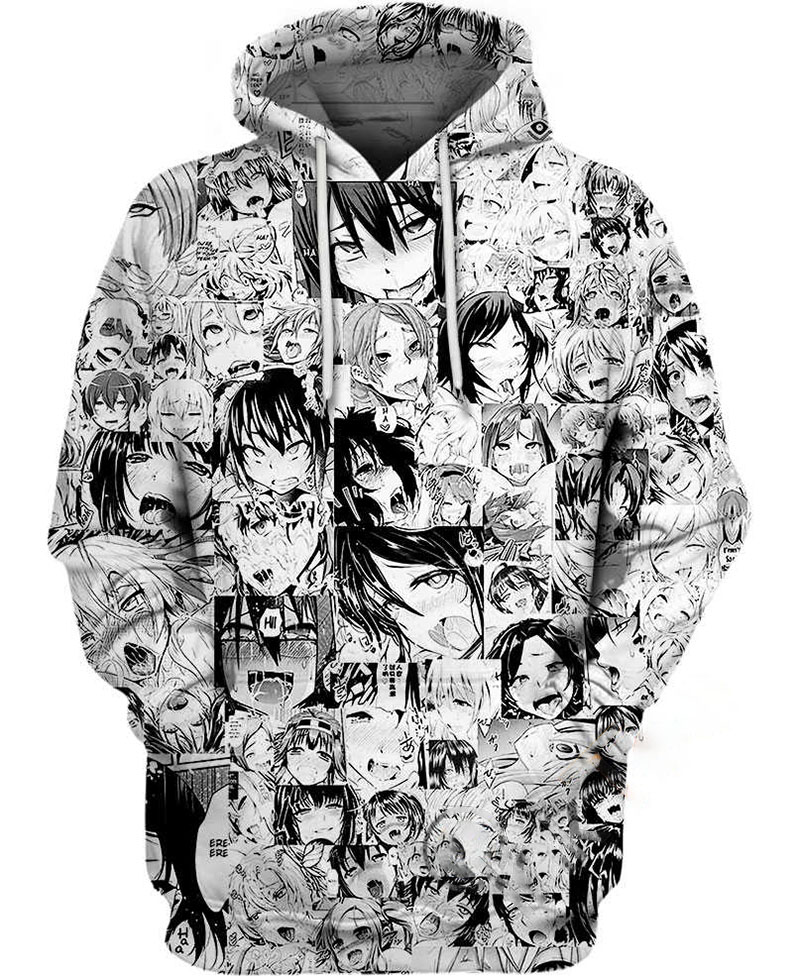 Black And White Cartoon Ahegao Hoodie 3D 14 Black And White Cartoon Ahegao Hoodie 3D