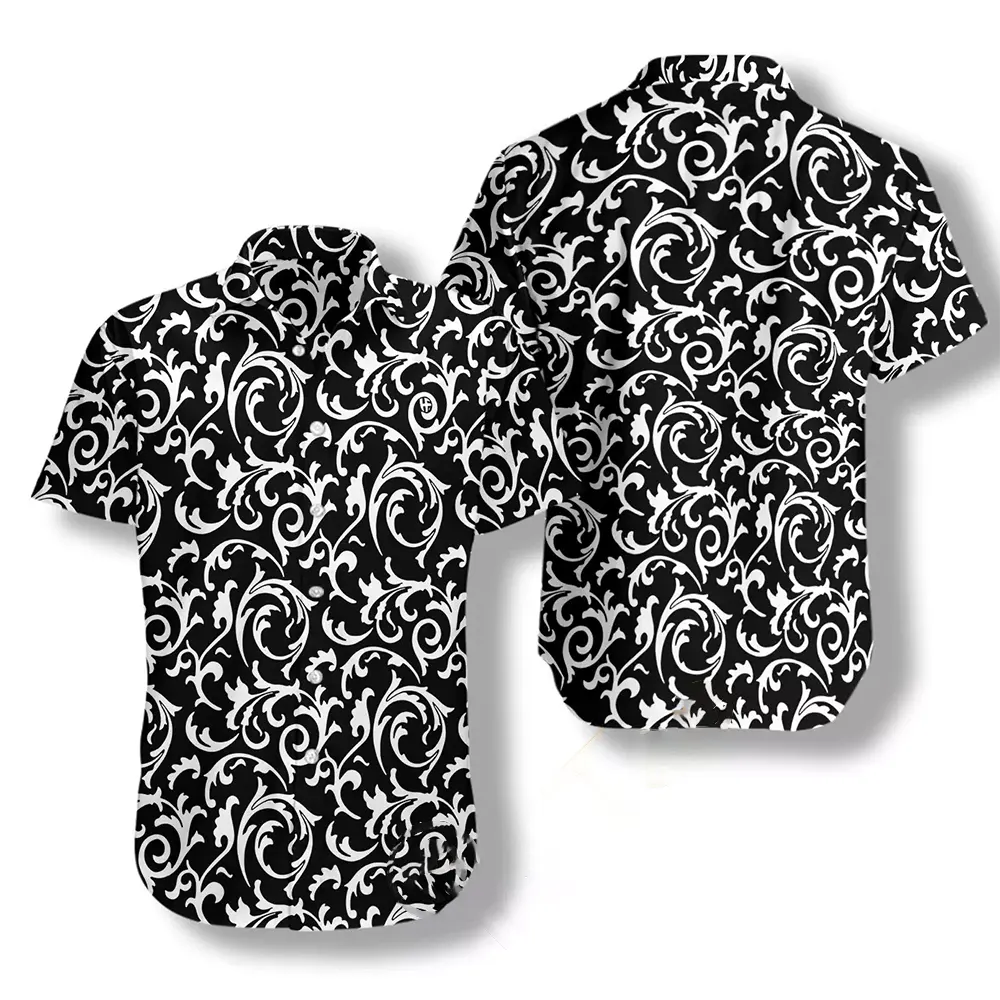 Black And White Seamless Floral Goth Style Hawaiian shirts 3 Black And White Seamless Floral Goth Style Hawaiian shirts