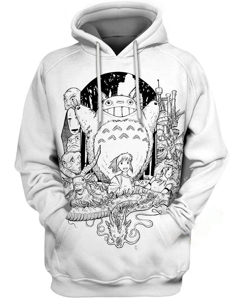 Black And White Totoro Hoodie 3D 11 Black And White Totoro Hoodie 3D