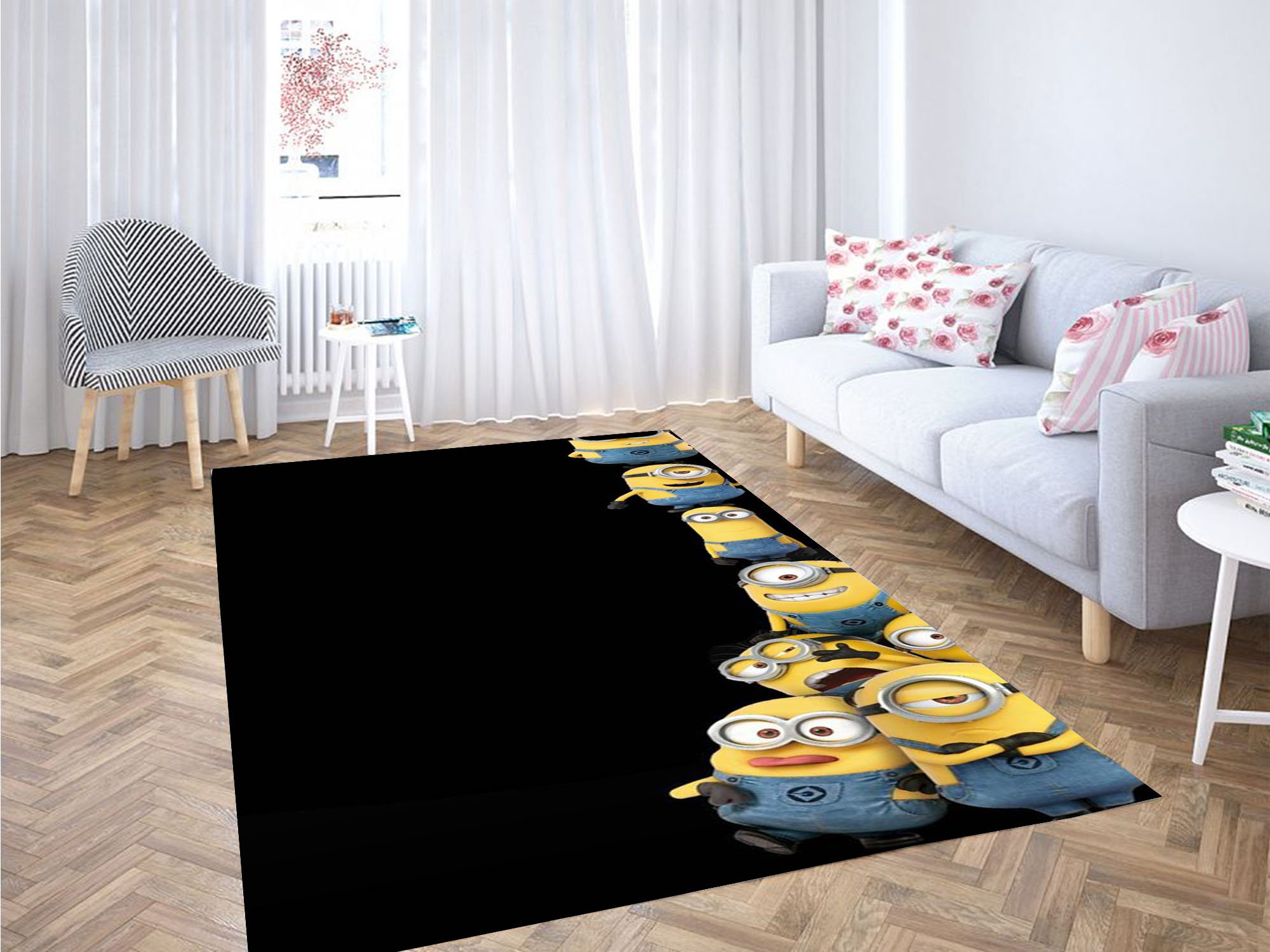 Minions Black Background Rug