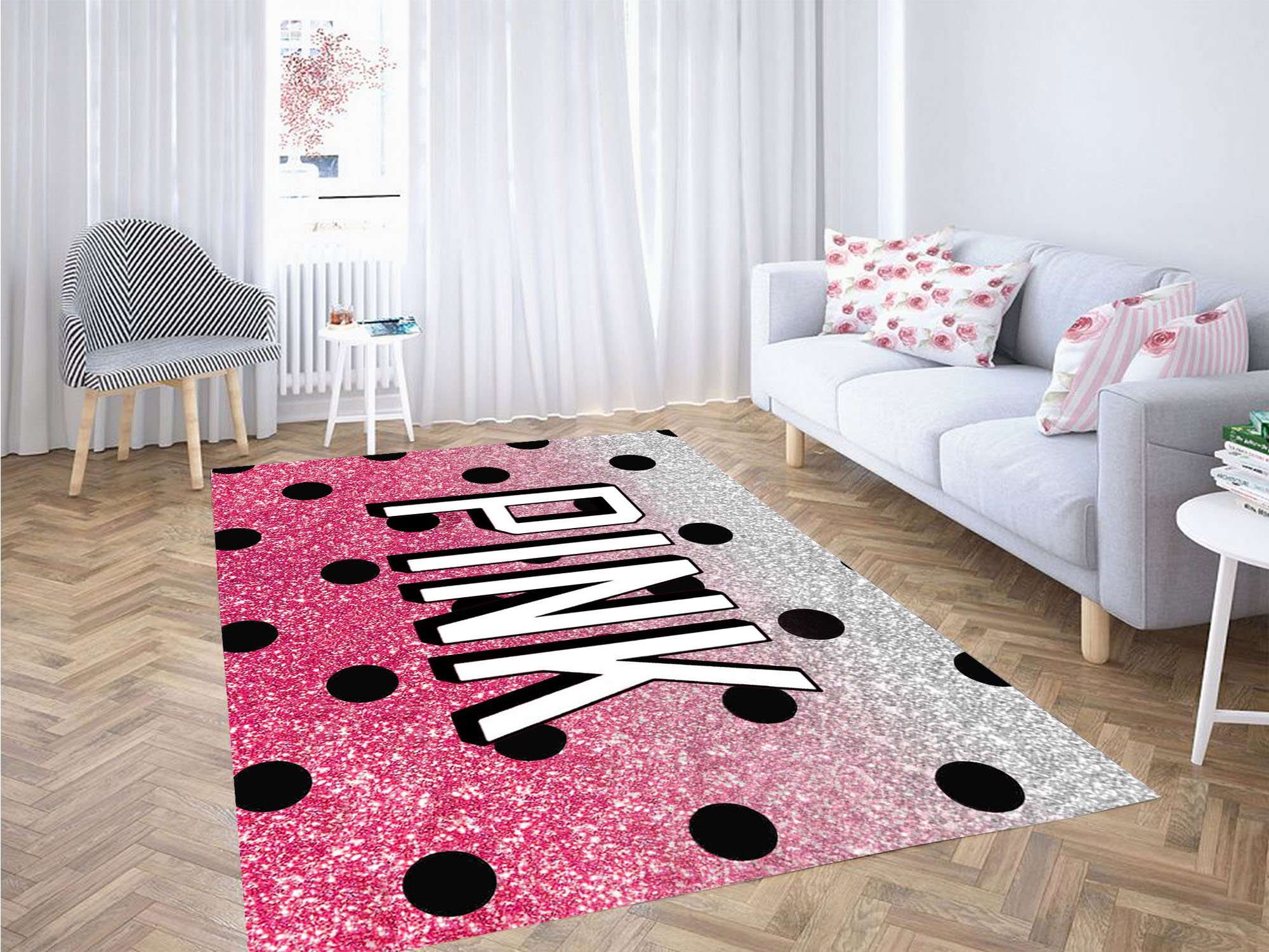 Black Polkadot Pink Victoria Secret Carpet Rug 2 Black Polkadot Pink Victoria Secret Carpet Rug