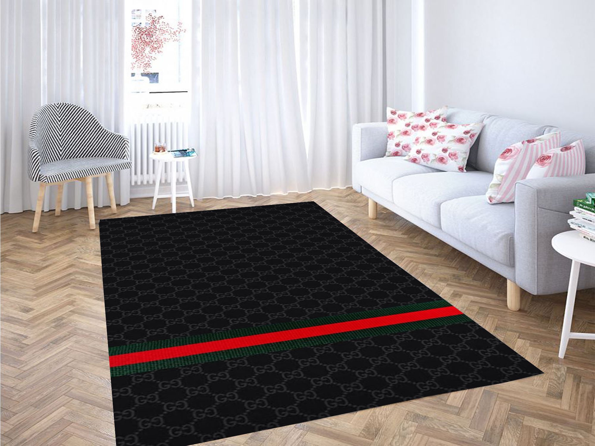 Black Red Background Carpet Rug