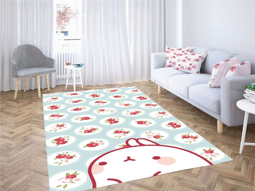 Blue And Teal Polka Dots Backgrounds Living Room Modern Carpet Rug