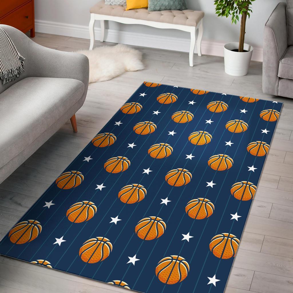 Blue Basketball Pattern Print Area Limited Edition Rug 4 Blue Basketball Pattern Print Area Limited Edition Rug