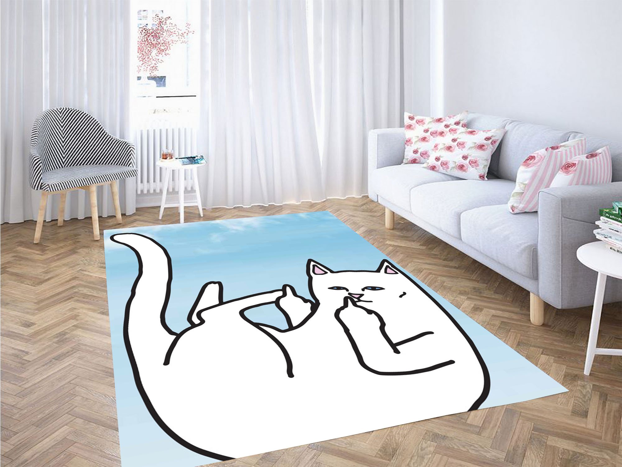 Blue Sky With Cat Ripndip Carpet Rug