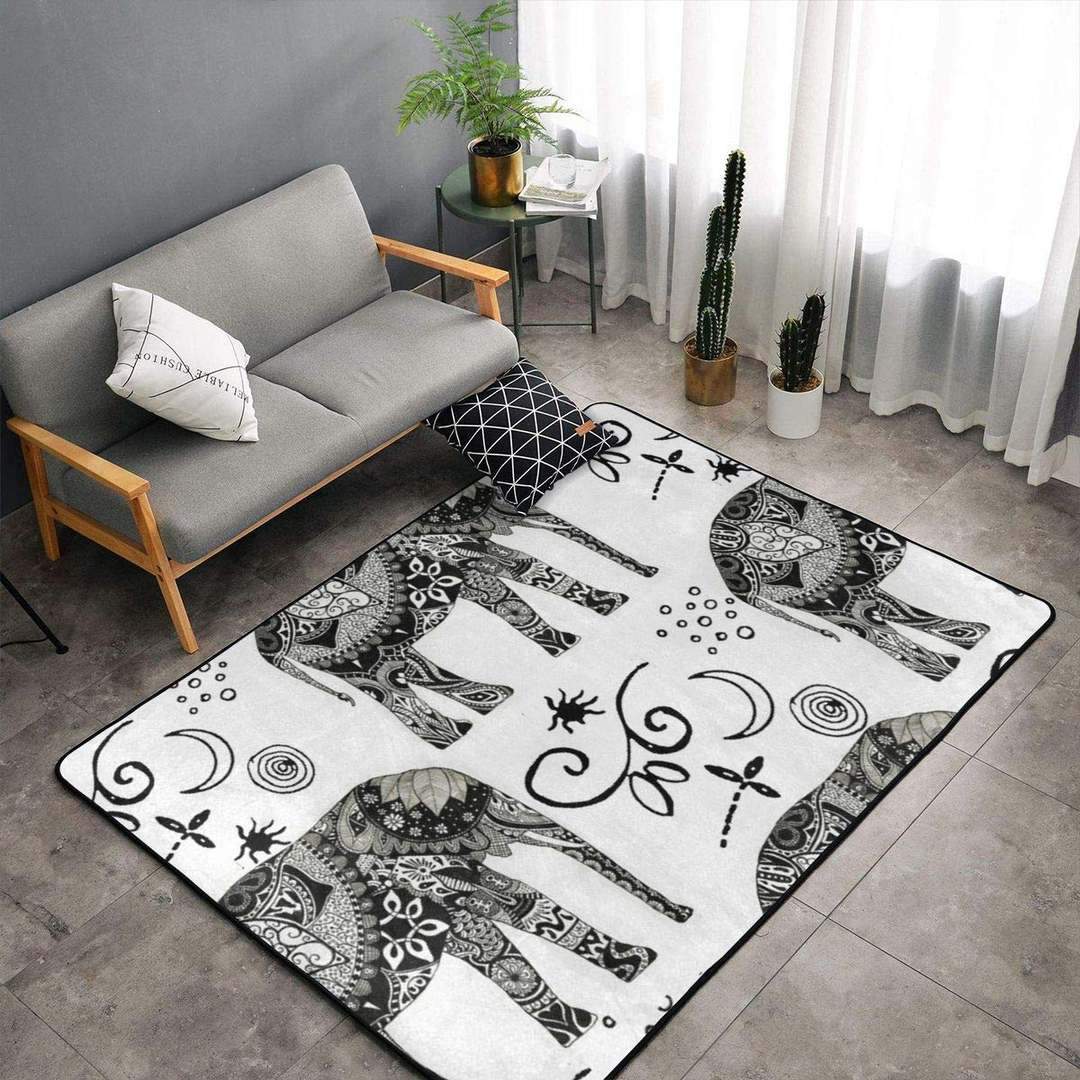 Black & White Bohemian Elephant Limited Edition Rug