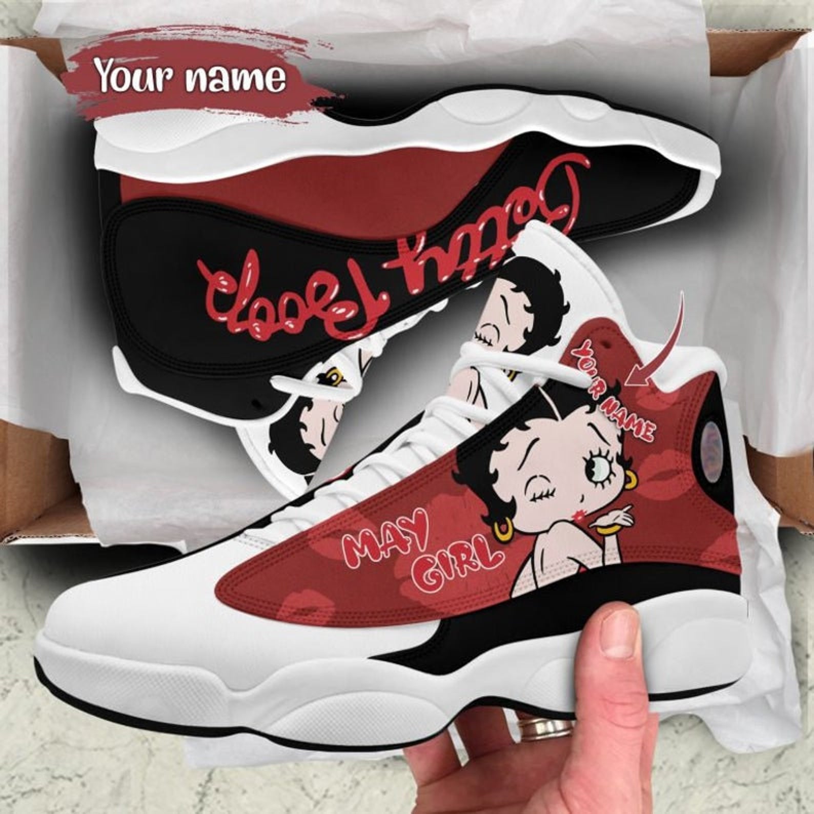 Boop Cartoon May Girl Birthday Personalized Air Jordan Shoes