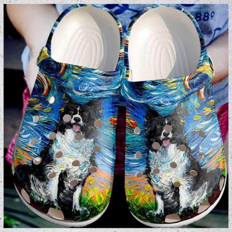 Border Collie Night Crocs Clog Shoes