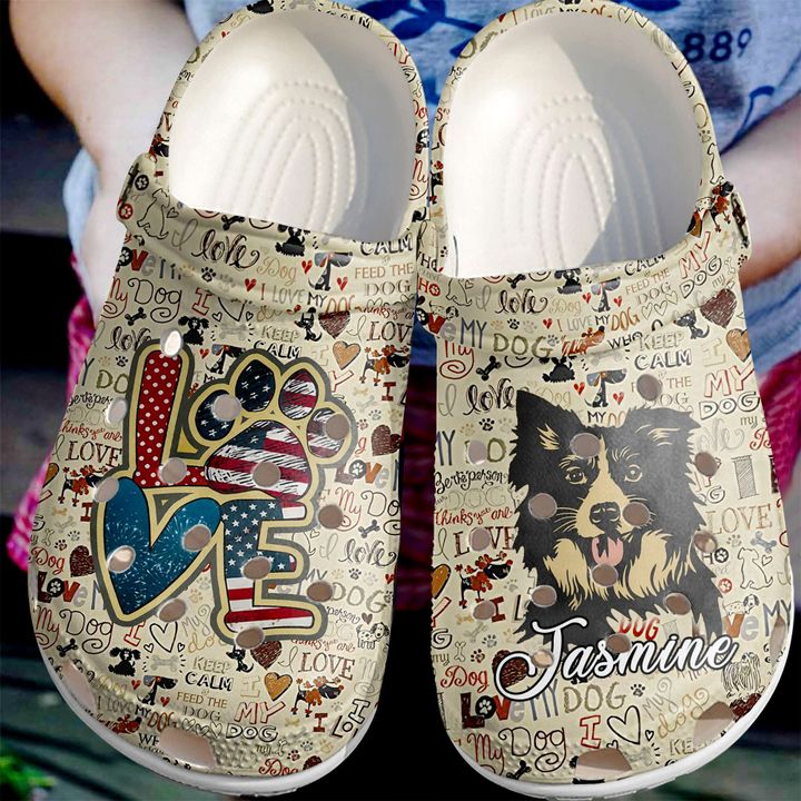 Border Collie Personalized Love Vintage Crocs Clog Shoes