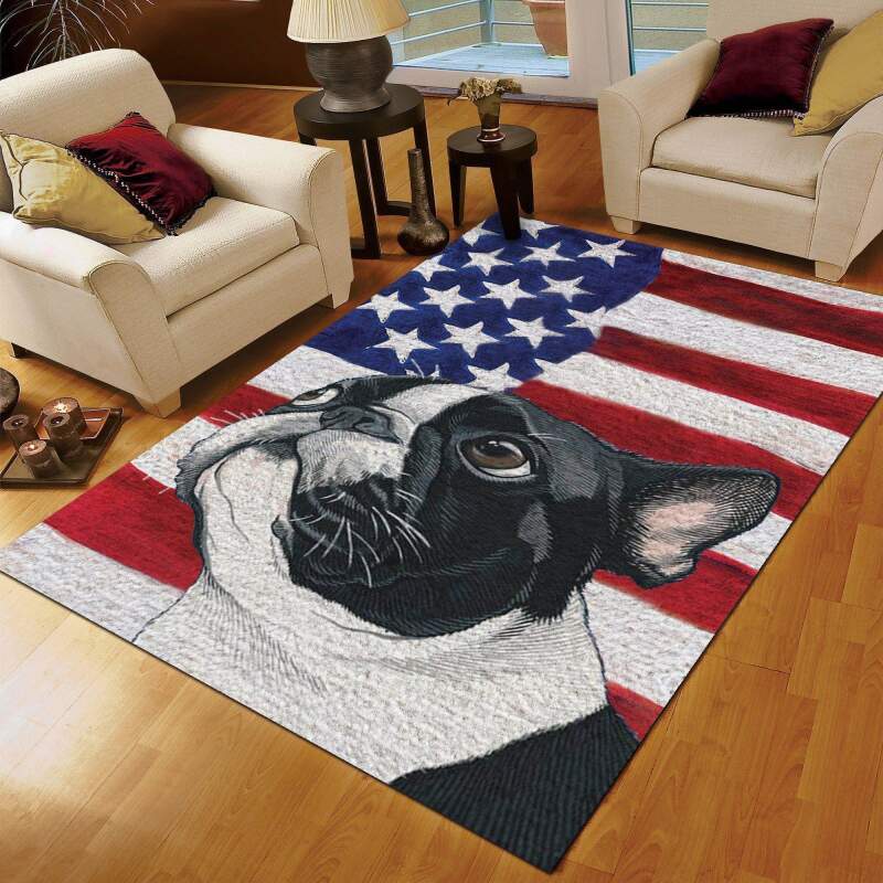 Boston Terrier American Carrying You Limited Edition Rug 1 Boston Terrier American Carrying You Limited Edition Rug