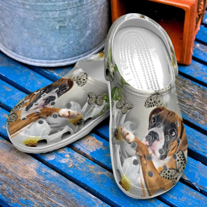 Boxer And Daisy Crocs Clog Shoes