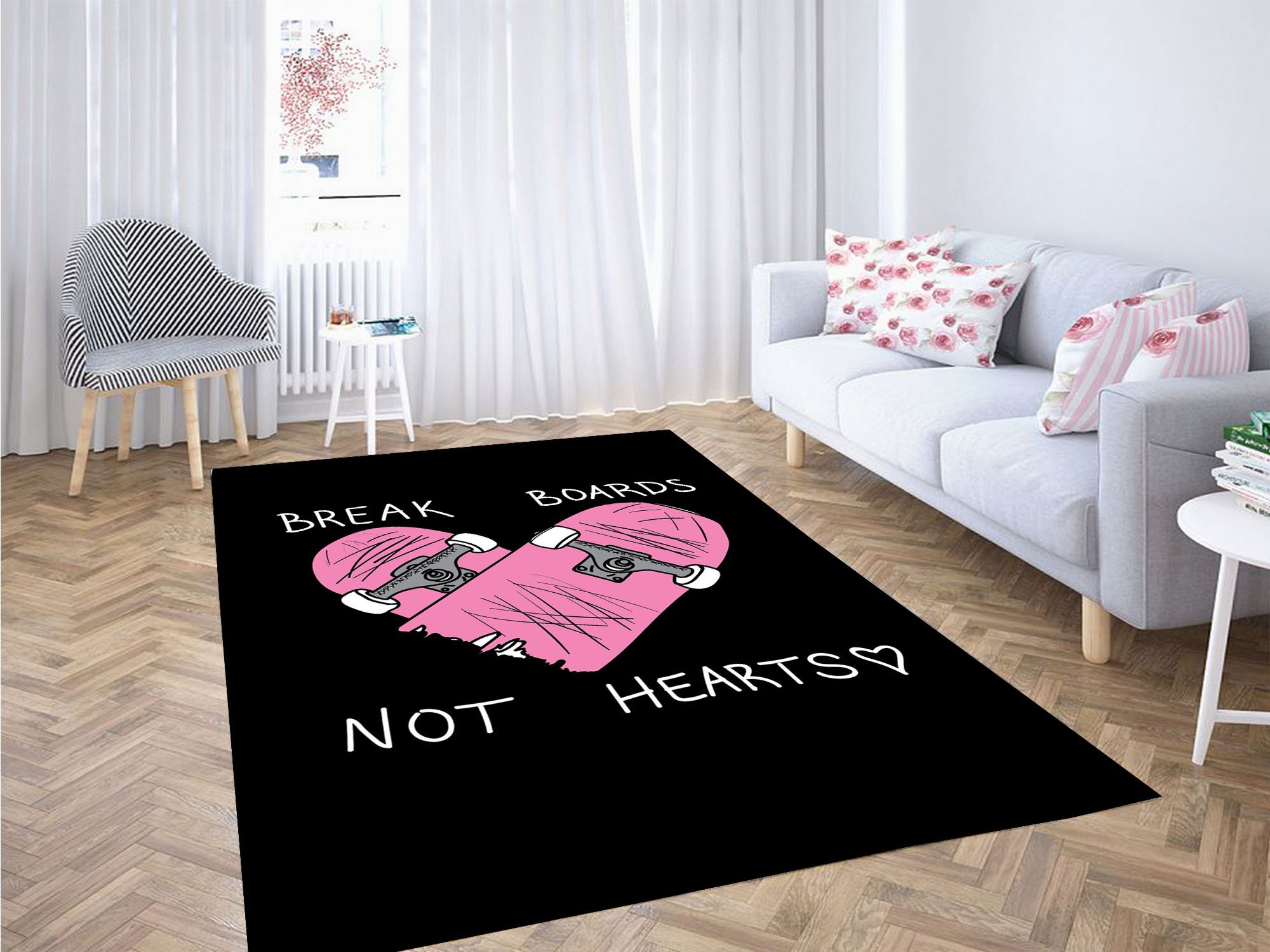 Break Boards Not Hearts Rug
