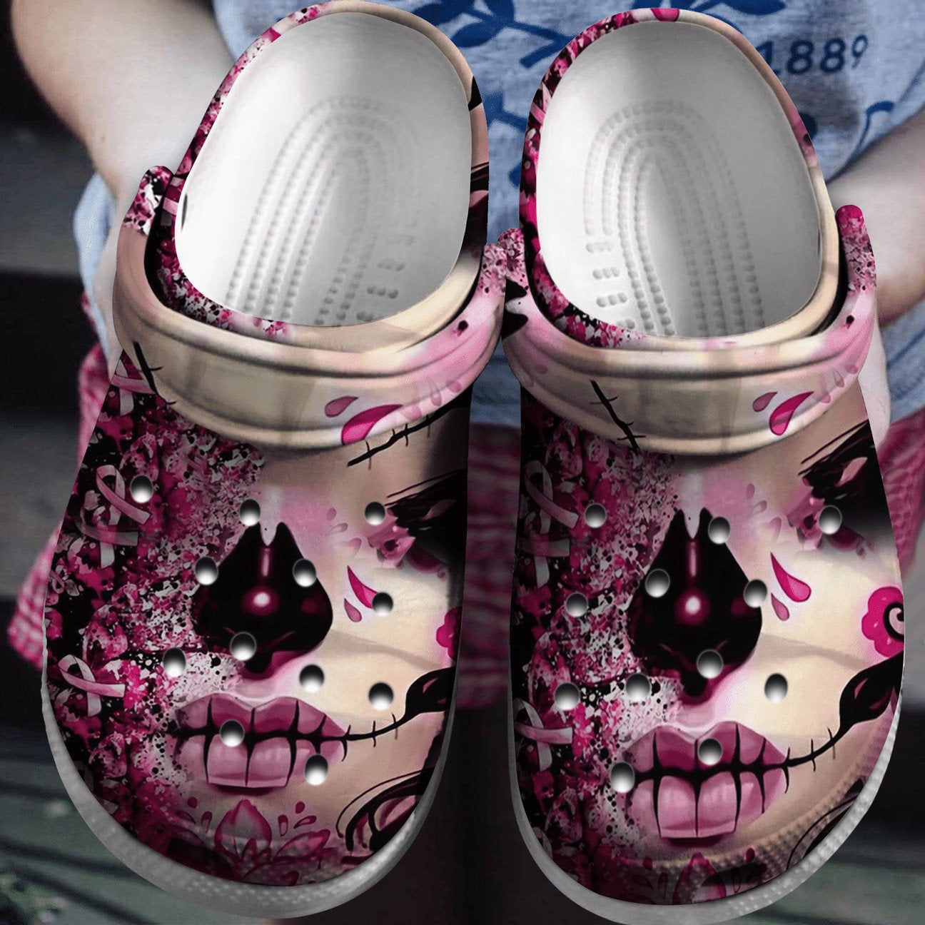 Breast Cancer Crocs Clog Shoes