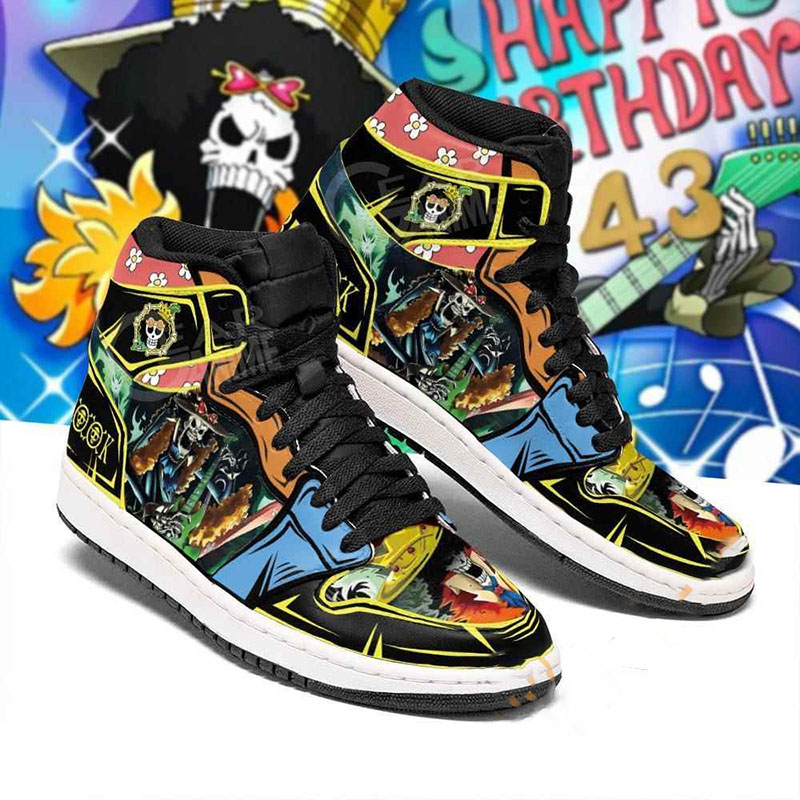 Brook Straw Hat Priates One Piece Sneakers Anime Air Jordan Shoes 5 Brook Straw Hat Priates One Piece Sneakers Anime Air Jordan Shoes