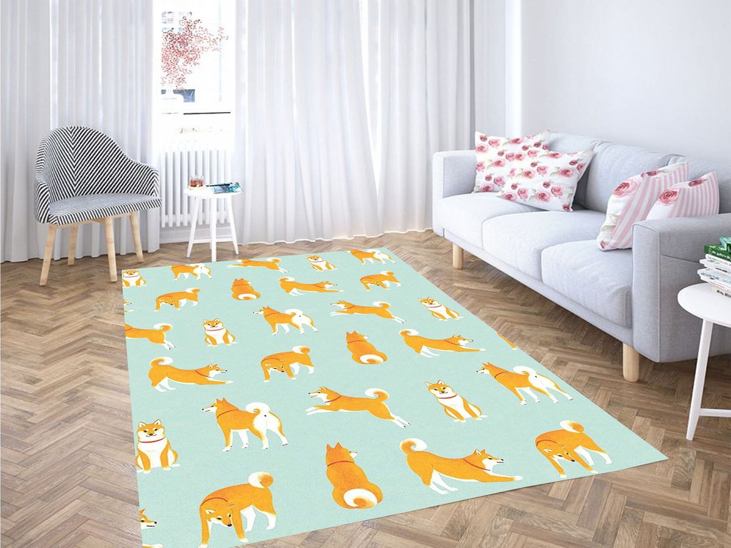 Brown Dog Living Room Modern Carpet Rug