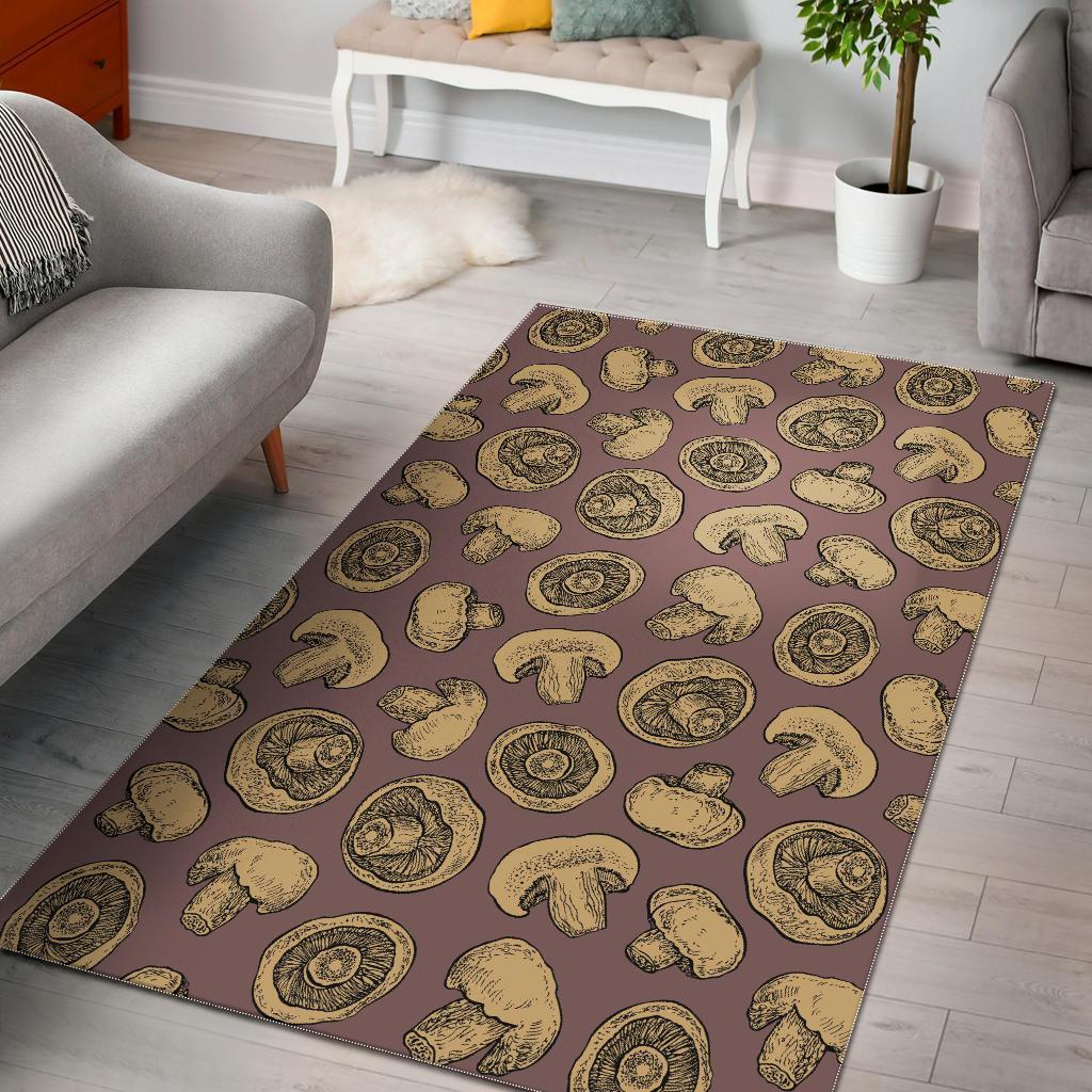 Retro Brown Mushroom Seamless Pattern Limited Edition Rug