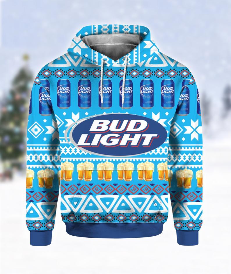 Bud Light Beer Print Ugly Hoodie 3D 6 Bud Light Beer Print Ugly Hoodie 3D