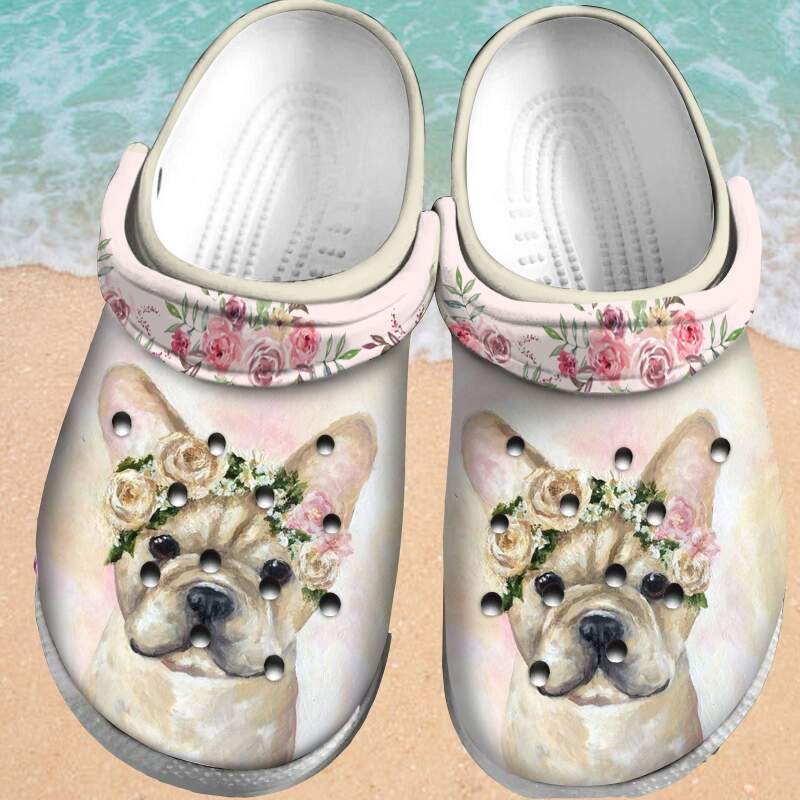 Bulldog Flower Crocband Crocs Clog Shoes