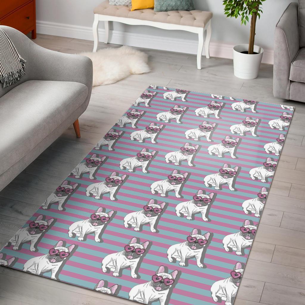 Bulldog Heart Sunglasses Pattern Print Area Limited Edition Rug 4 Bulldog Heart Sunglasses Pattern Print Area Limited Edition Rug