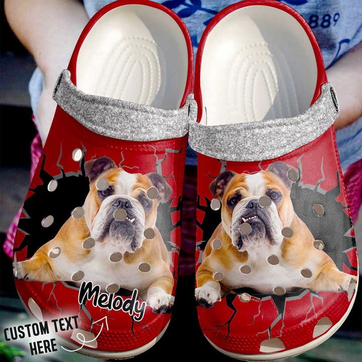 Bulldog Personalized Crack Wall Crocs Clog Shoes