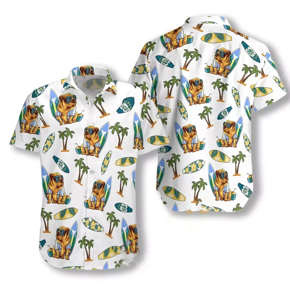 Bulldog Surf And Palm Hawaiian shirts