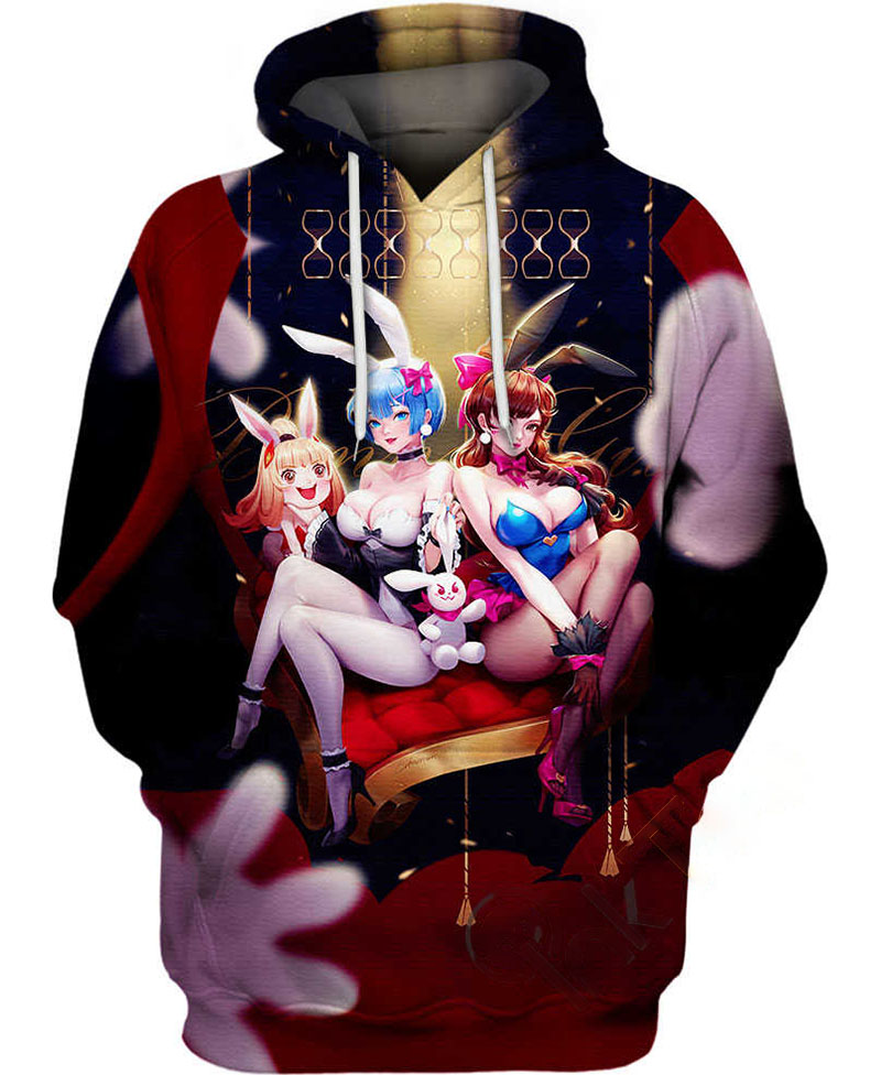 Bunny Girl Rem And D.va Hoodie 3D 16 Bunny Girl Rem And D.va Hoodie 3D