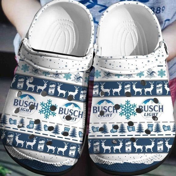 Busch Light Christmas Tree Crocs Clog Shoes