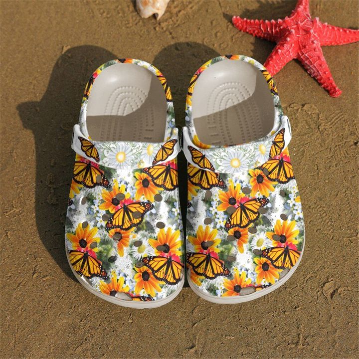 Butterfly Daisy N Monarch Crocs Clog Shoes 8 Butterfly Daisy N Monarch Crocs Clog Shoes