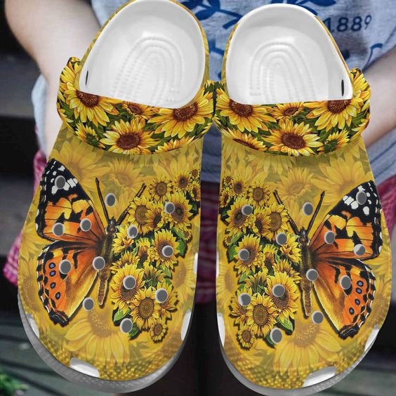 Butterfly Flower Crocband Crocs Clog Shoes