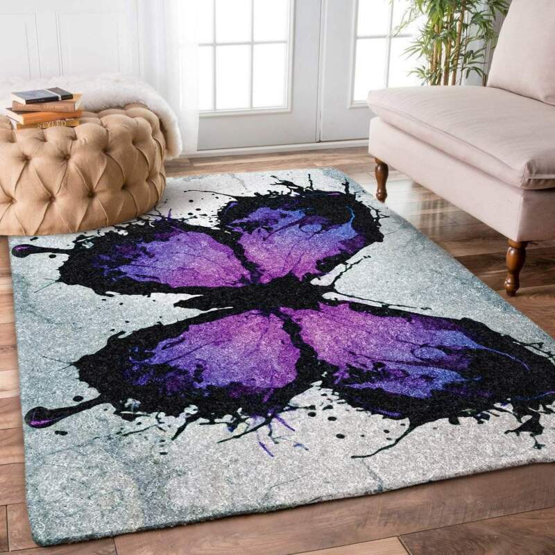 Enchanted Black And Purple Butterfly Limited Edition Rug