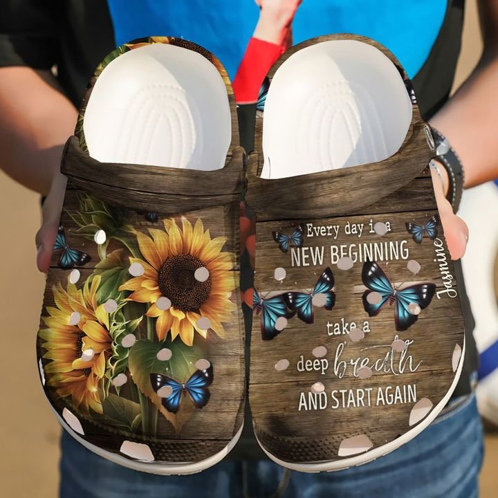 Butterfly Personalized And Sunflower Crocs Clog Shoes