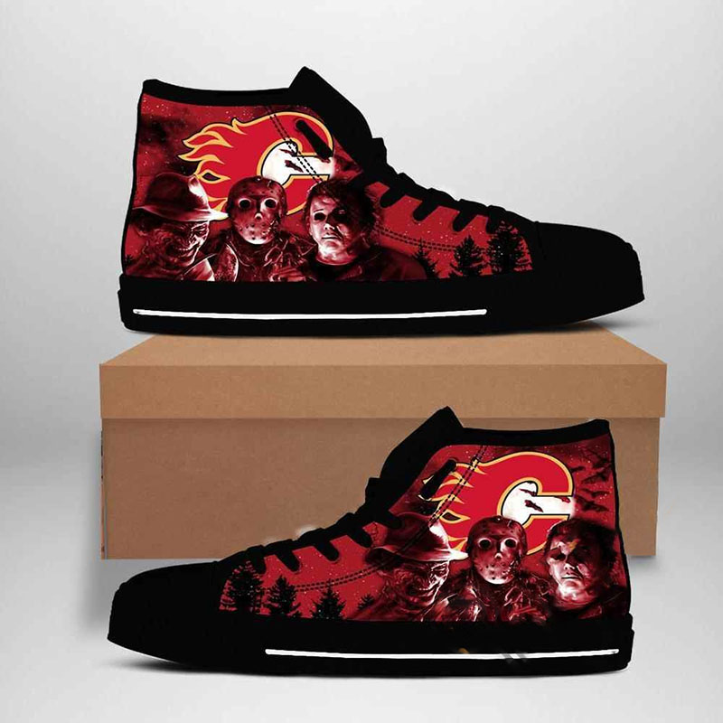 Calgary Flames Nhl Hockey High Top Shoes 1 Calgary Flames Nhl Hockey High Top Shoes