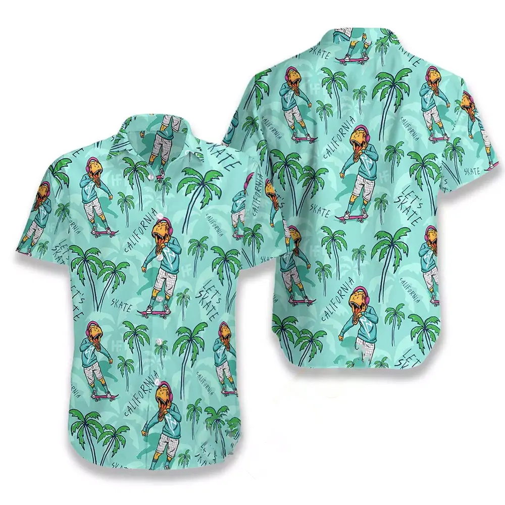 California Skate T-rex Dinosaur Hawaiian shirts