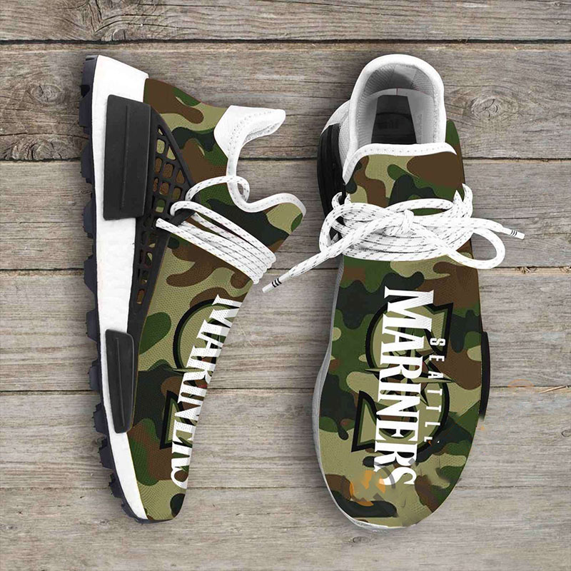 Camo Camouflage Seattle Mariners MLB Sports Teams NMD Human Shoes
