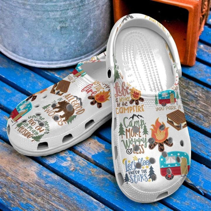 Camping Camp More Worry Less Crocs Clog Shoes 4 Camping Camp More Worry Less Crocs Clog Shoes