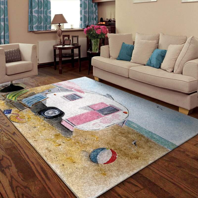 Camping Van On The Beach Limited Edition Rug