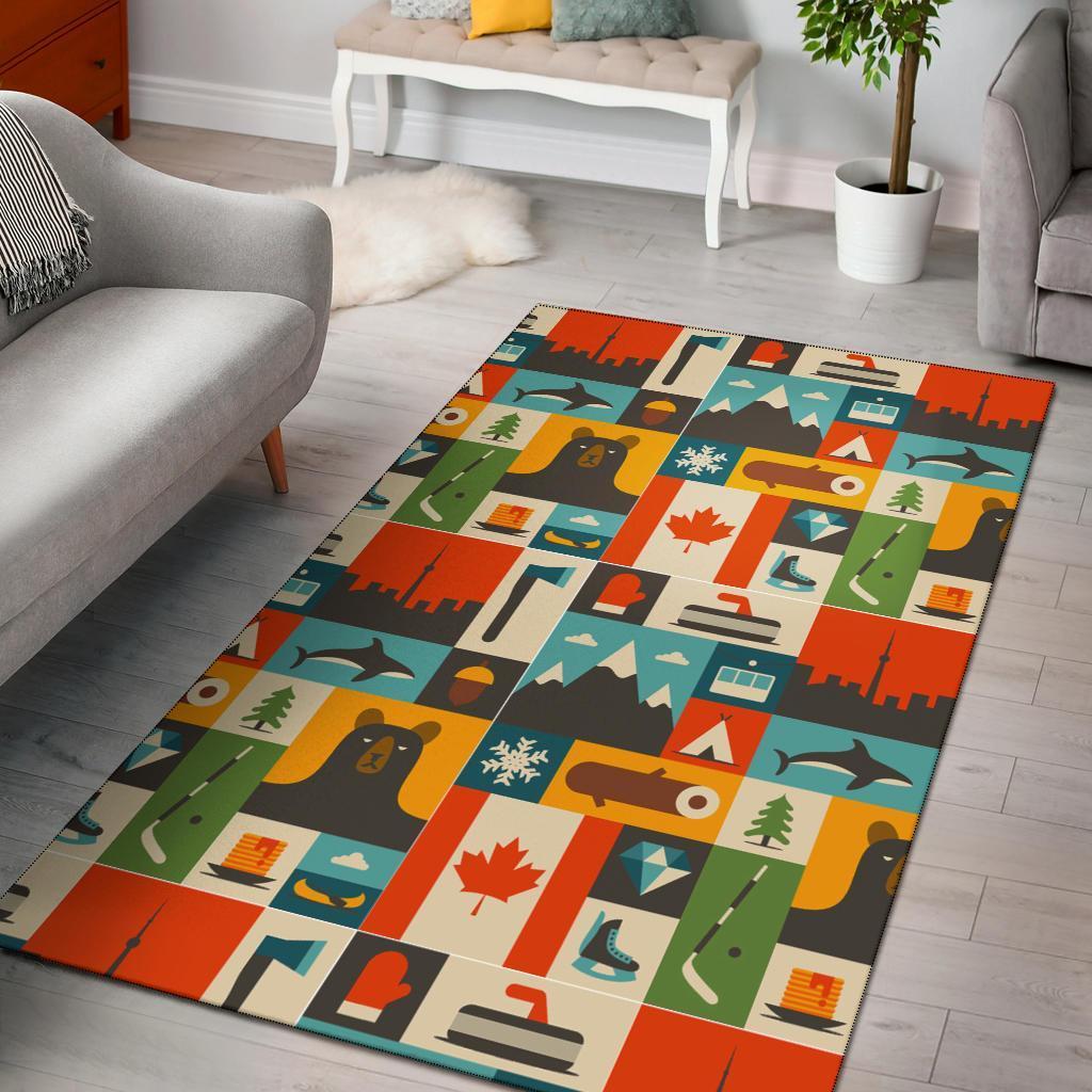 Retro Canada Pattern Print Area Limited Edition Rug