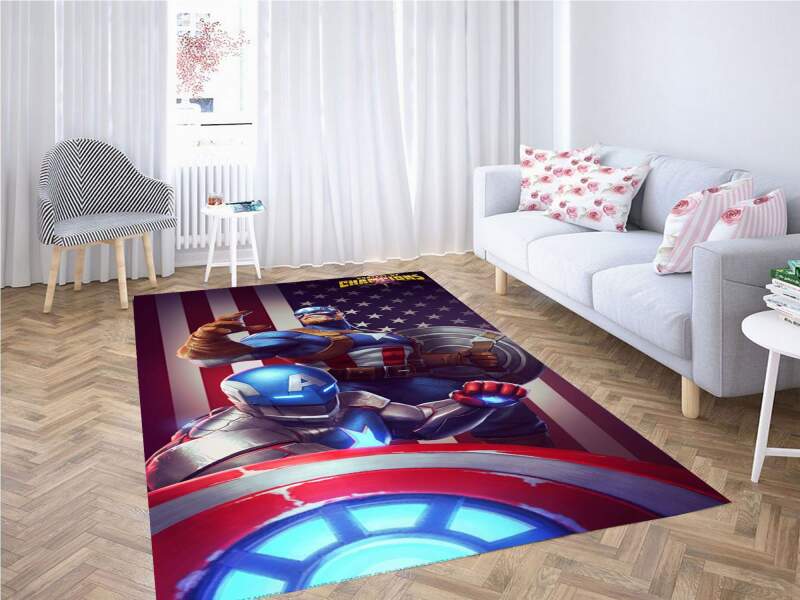 Captain America Flag Background Rug