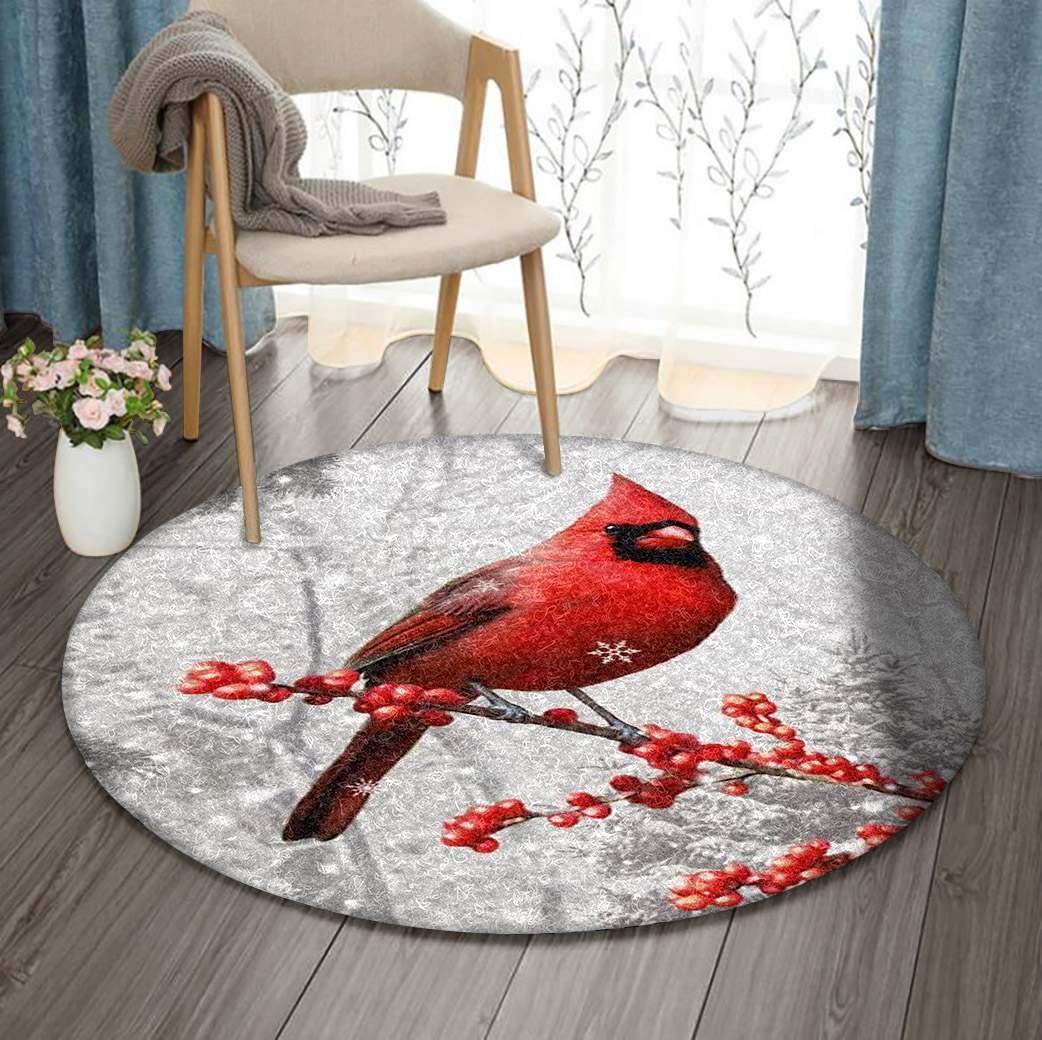 A Cardinal In The Snow Limited Edition Round Rug
