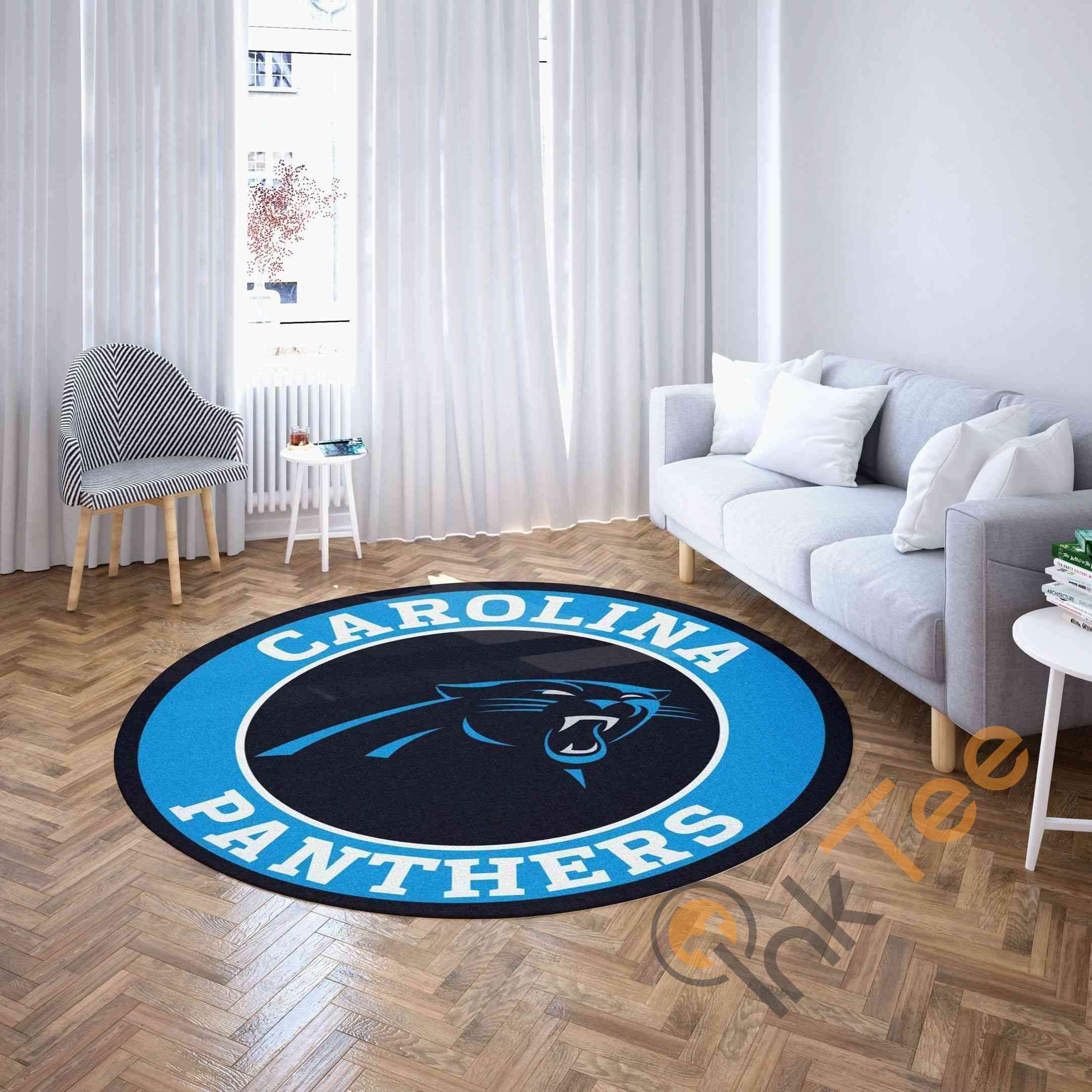 Carolina Panthers Round NFL Football Rug