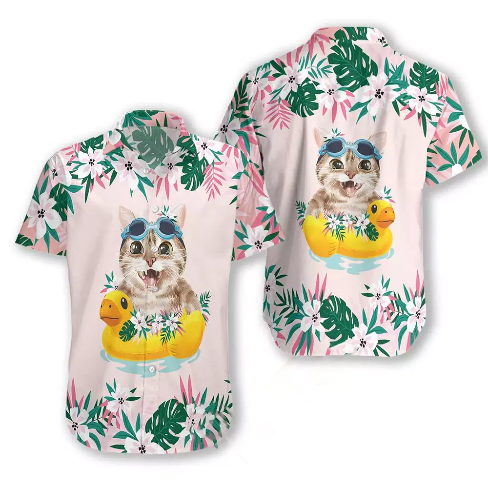Cat Beach Time Meow Hawaiian shirts