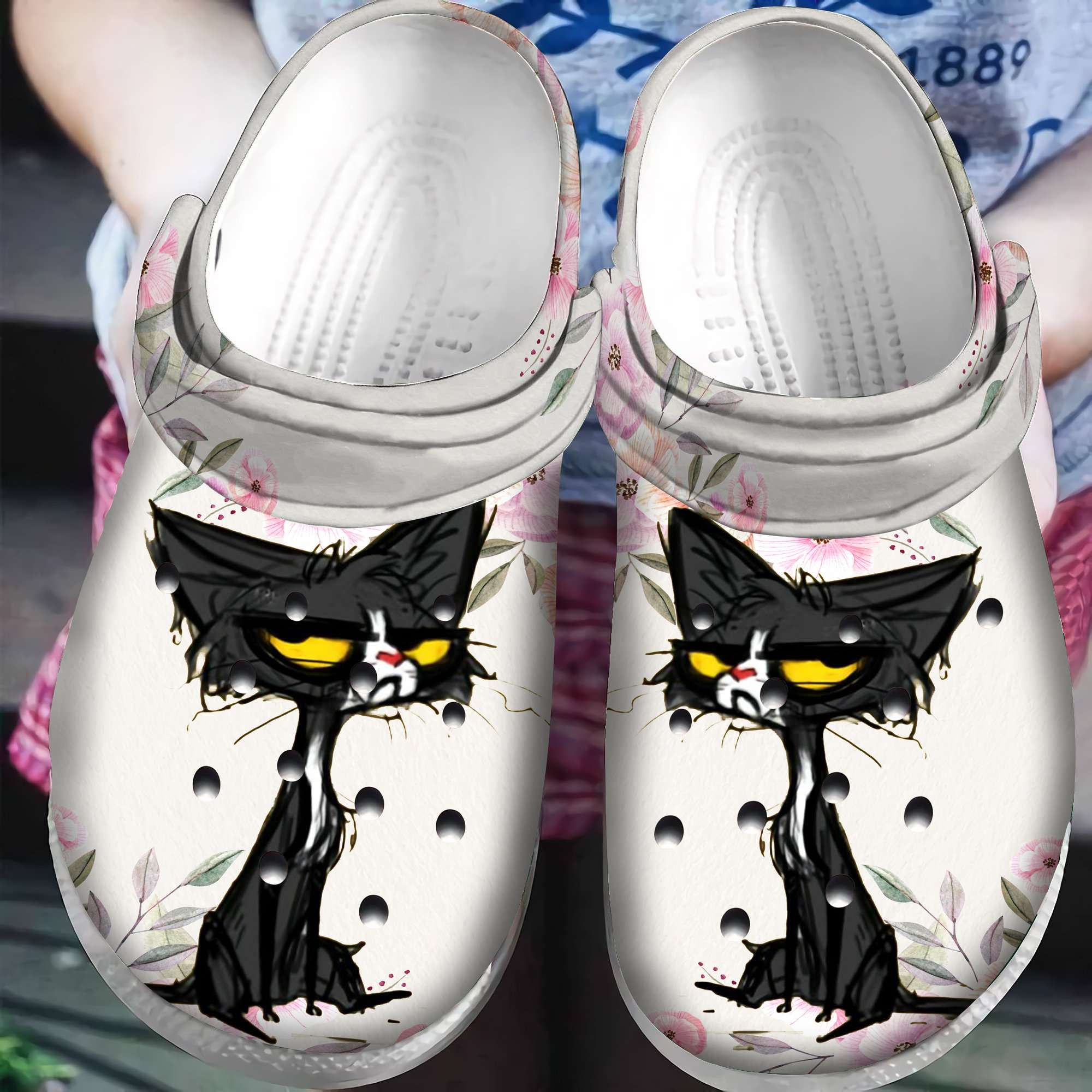 Cat Black Crocs Clog Shoes