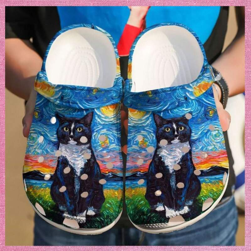 Cat Black Night Crocs Clog Shoes