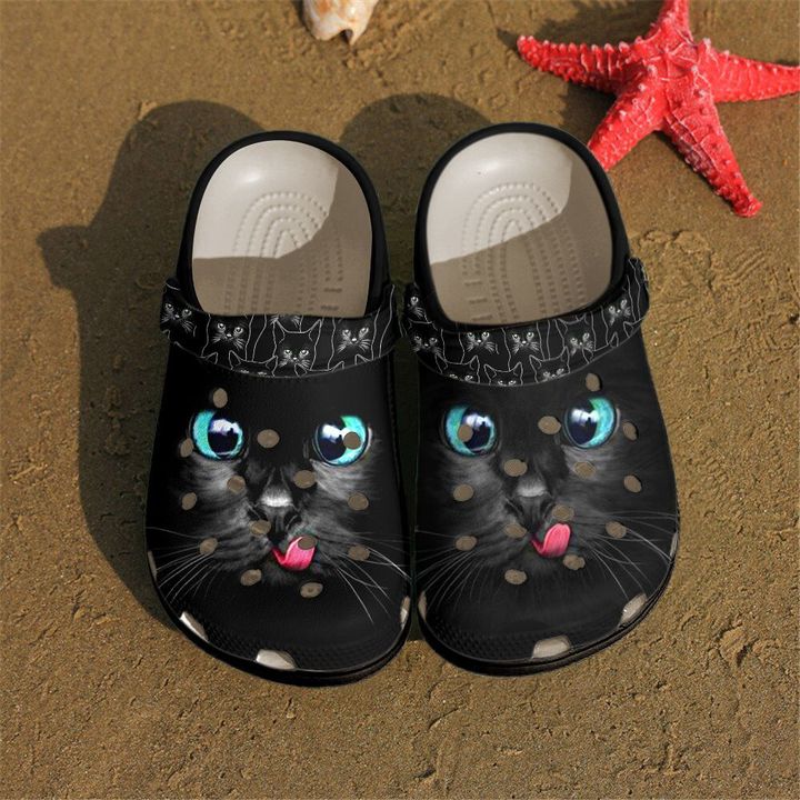 Cat Black Crocs Clog Shoes