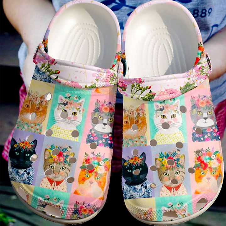 Cat Flowers Cats Crocs Clog Shoes 3 Cat Flowers Cats Crocs Clog Shoes