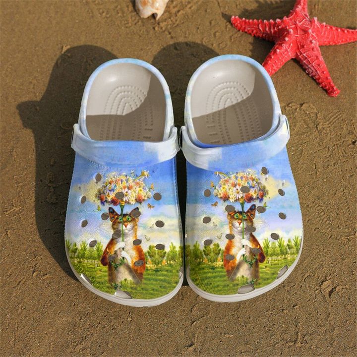 Cat Flowery Crocs Clog Shoes 8 Cat Flowery Crocs Clog Shoes