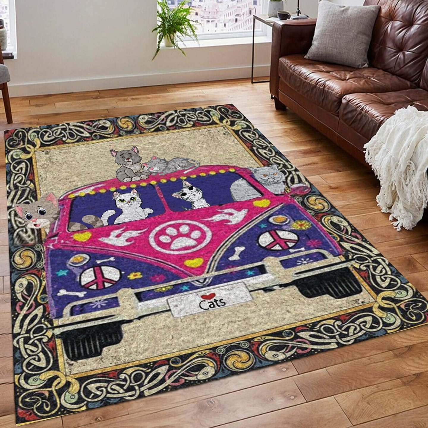 Cats In Hippie Van Limited Edition Rug